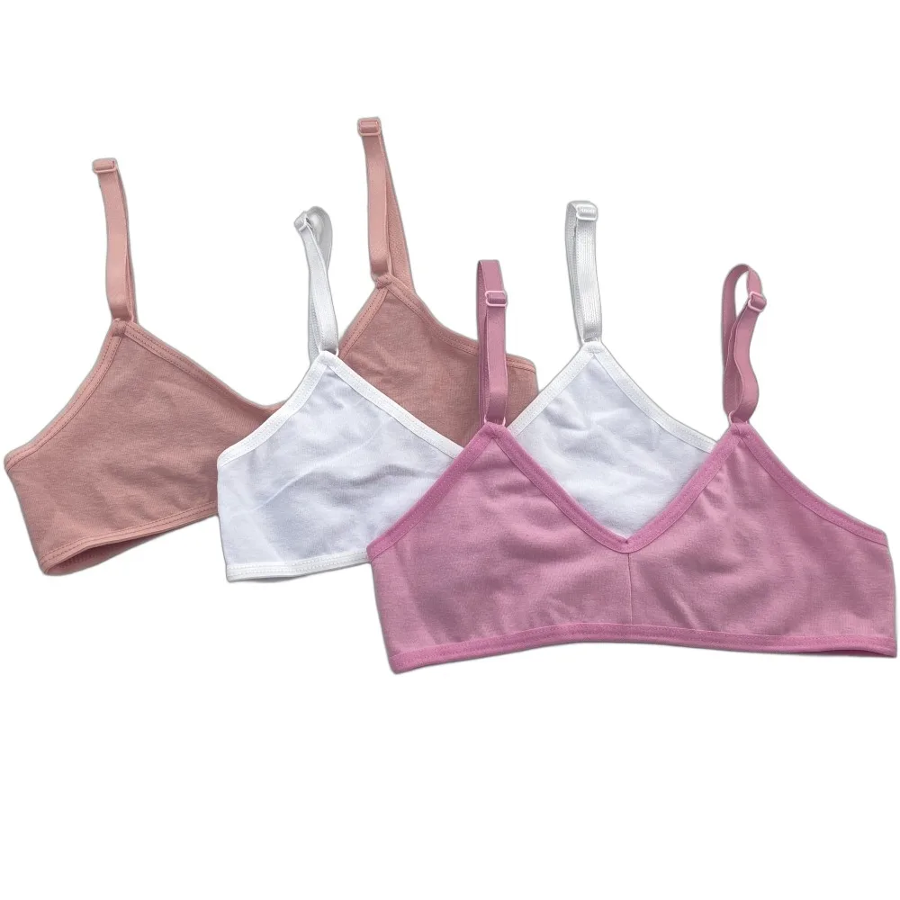 Kit com 3 Sutiãs Menina Moça Sem Bojo Cores Sortidas