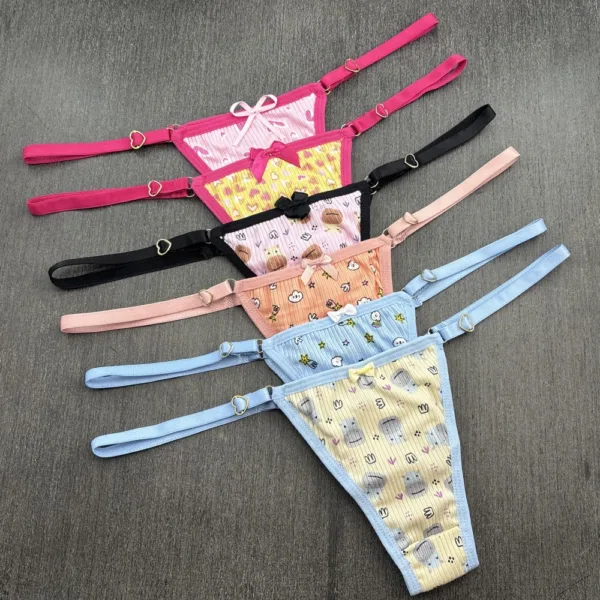 Calcinha Tanga Fio Dental Mini Triângulo Estampada