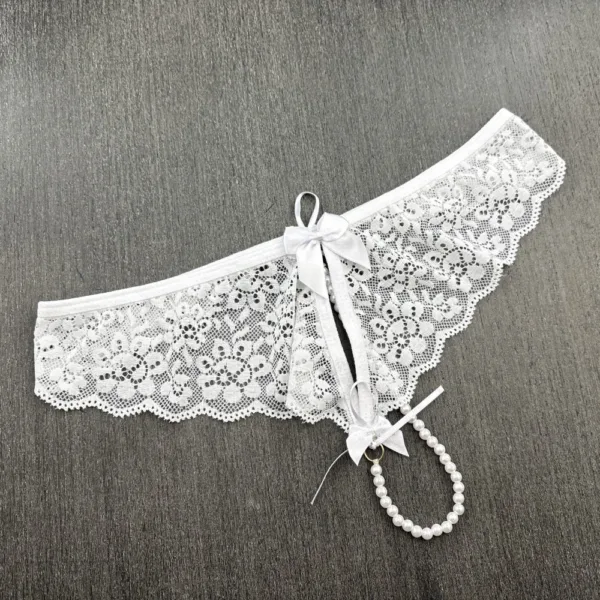 Tanga Frontal Vazado Fio Dental Pérola